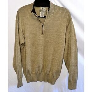 Beretta Sweater Pullover Mock Neck 1/4 Zip Mens Large Wool Blend Camel Color
